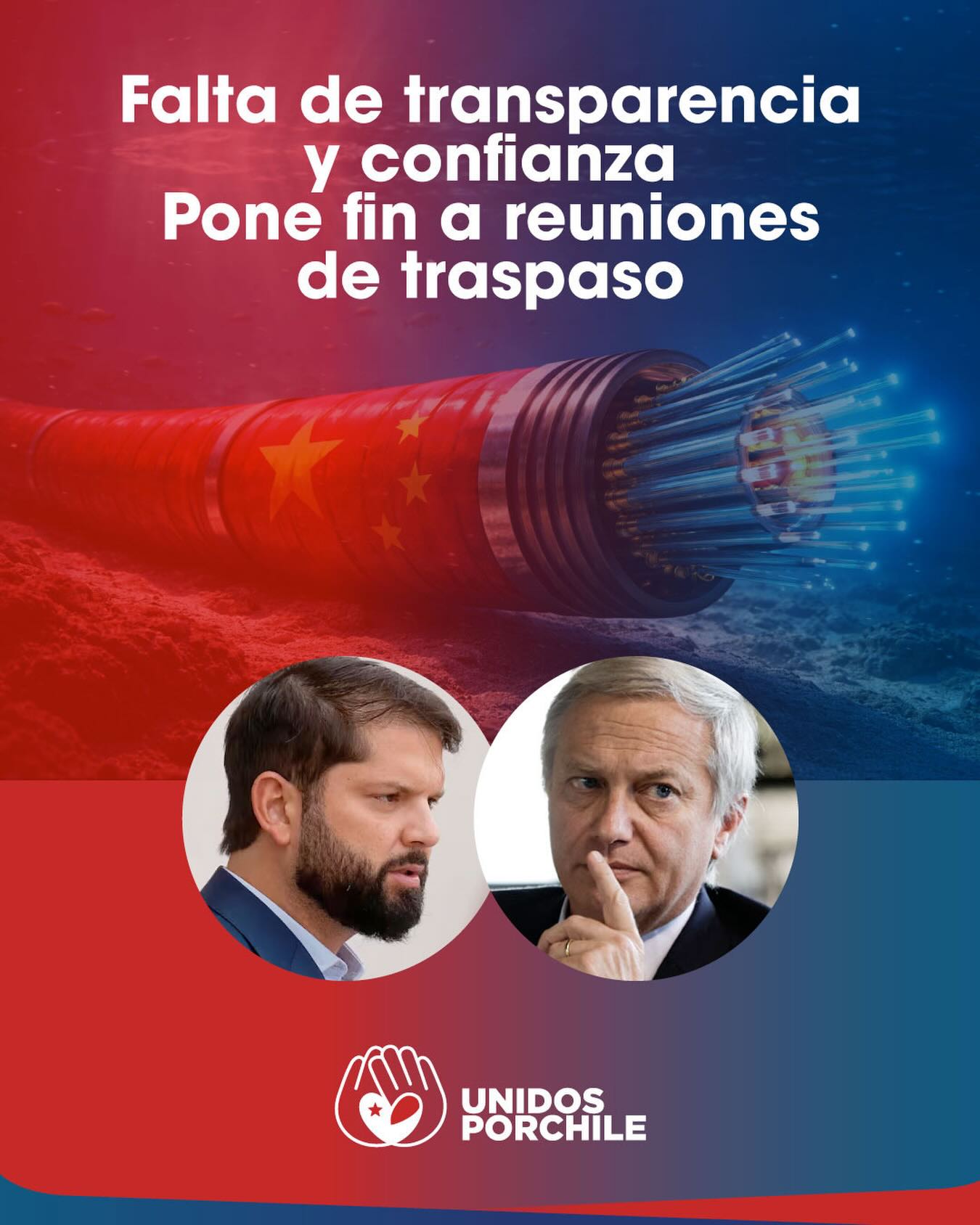 Hoy se reunió la comitiva del presidente electo José Antonio Kast en la Moneda.  A menos de 20 minutos de iniciada la reunión se produjo un impass entre los mandatarios que puso término a la reunión y deja a esta práctica republicana de traspaso en una mal pie.
Vemos con preocupación que la confianza, la buena fe y la transparencia del proceso se haya quebrado. No nos merecemos una situación de este tipo, pues daña la confianza en la autoridades, que es de primera importancia para la democracia.

Por un Chile justo, libre y en paz 🇨🇱 

#unidosporchileoficial  #unidosporchile #chile#democracia #transparencia