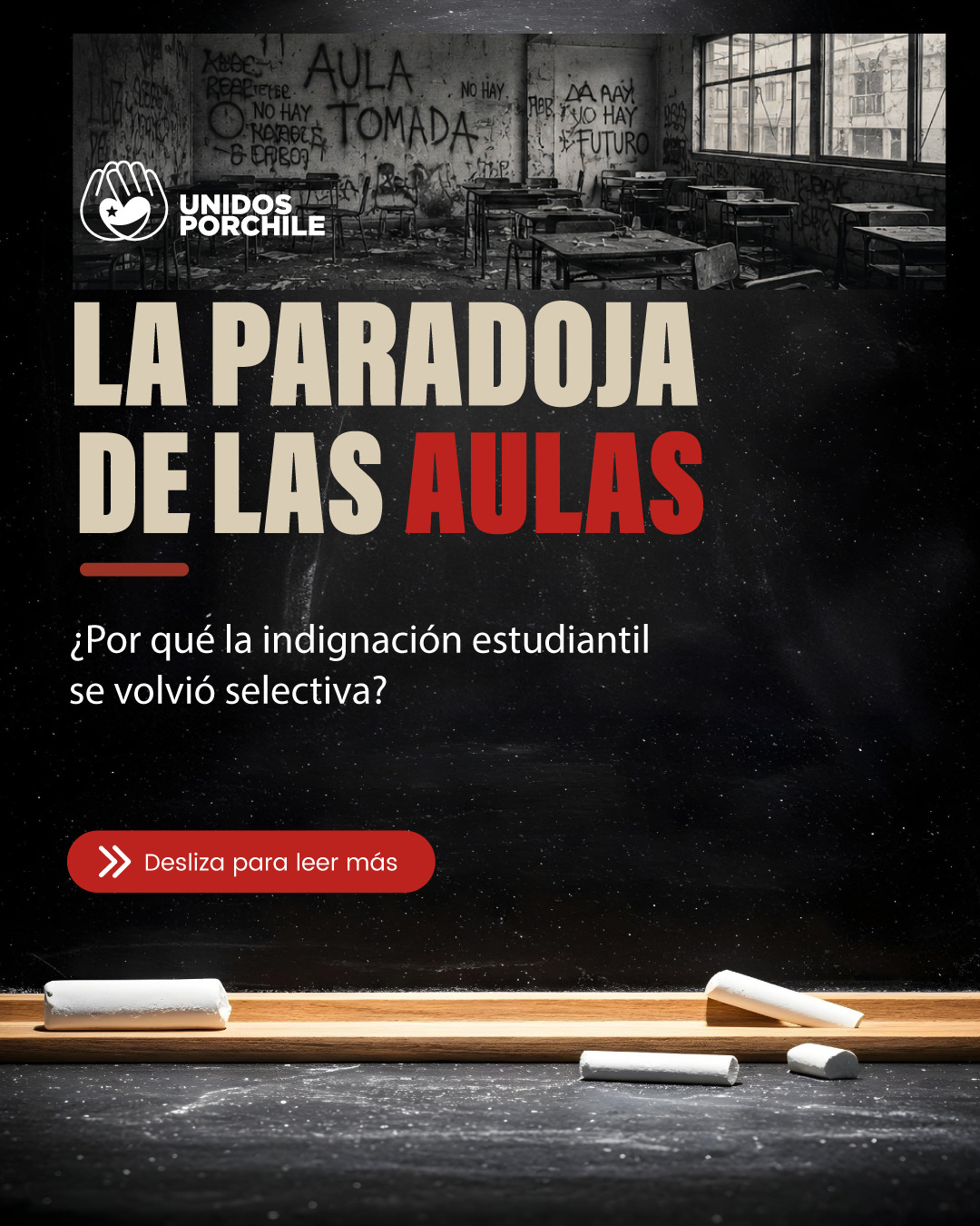 Al normalizar las tomas violentas y el abandono de la educación pública escolar, el movimiento estudiantil está destruyendo su propio futuro.

Te invitamos a leer este interesante contenido revisando en el link de nuestra biografía.

Infórmate y opina acerca de la educación en Chile.

Por un Chile justo, libre y en paz 🇨🇱 

#unidosporchileoficial  #chile #educacion #violencia #unidosporchile